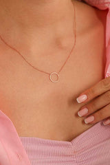 Sterling Silver Large Hoop Pendant Necklace - Modern Minimalist Style