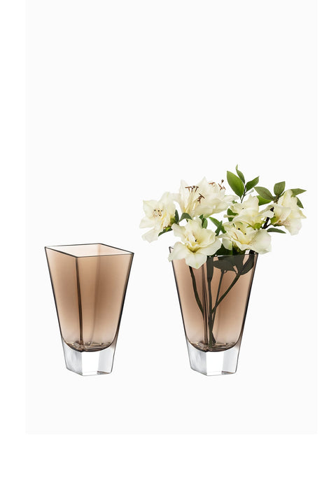 Luneville Handcrafted Small Brown Glass Vase - Elegant Home Decor Accent