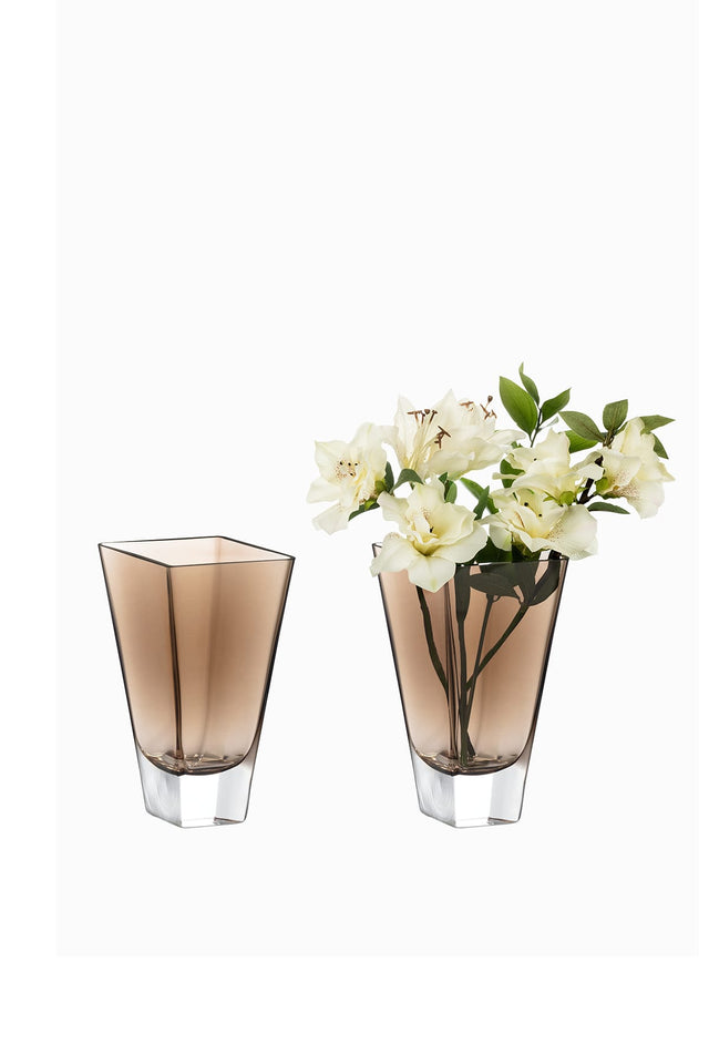 Luneville Handcrafted Small Brown Glass Vase - Elegant Home Decor Accent