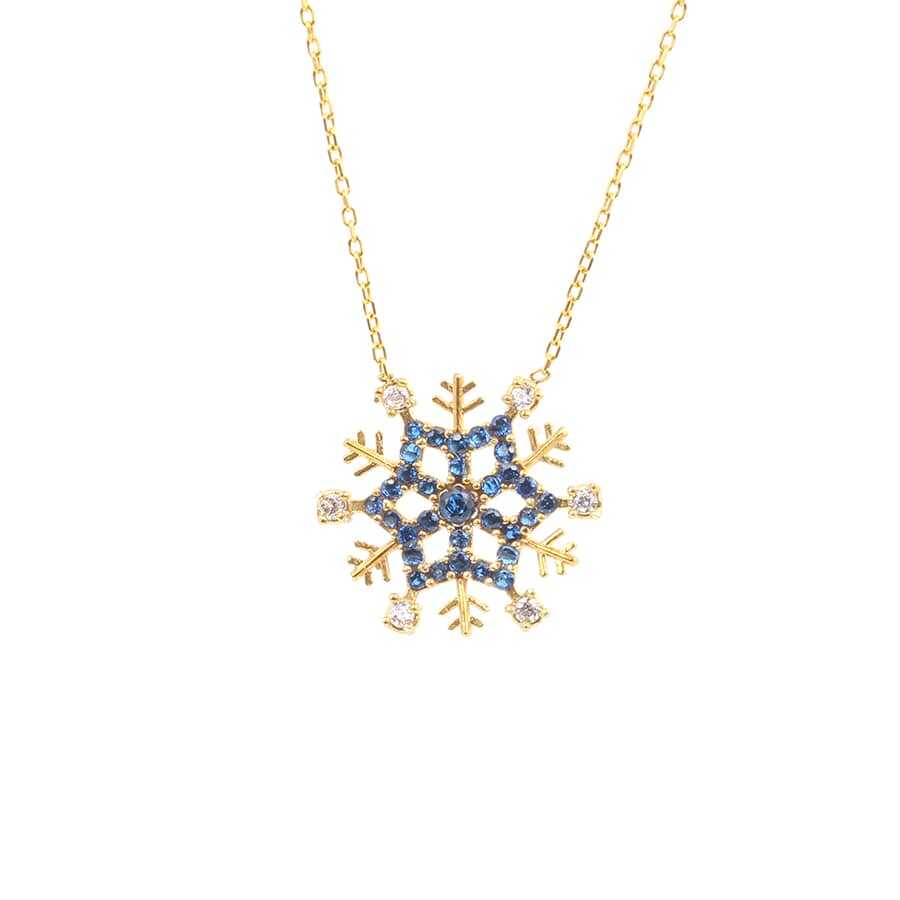 Sterling Silver Sapphire & Zircon Snowflake Necklace
