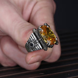 Tesbihevim | Men's Silver Ring with Citrine Stone