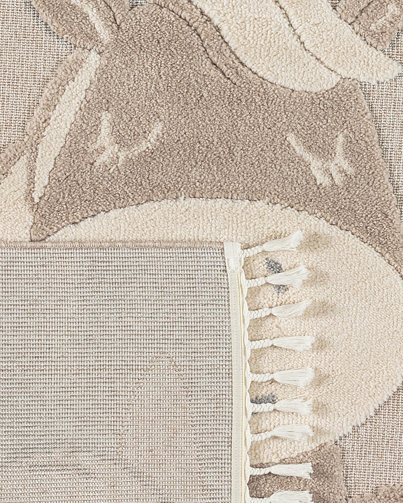 Alfombra de Polipropileno - Beige con Bordes con Flecos