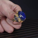 Tesbihevim | Men's Silver Ring with Lapis Lazuli Stone