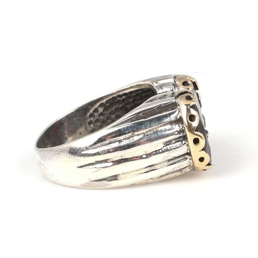 925 Sterling Silver Garnet Unisex Ring - Antique Style