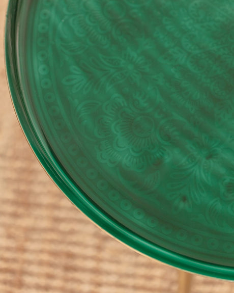 Green Aluminum Round Side Table - Modern Accent Decor