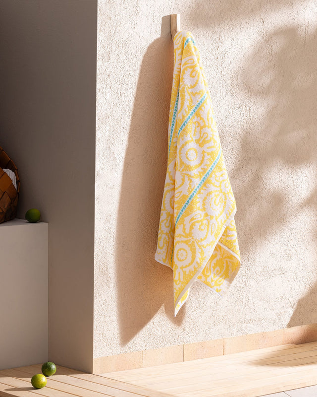 Yellow 100% Cotton Beach Towel - Soft, Absorbent, Quick Dry