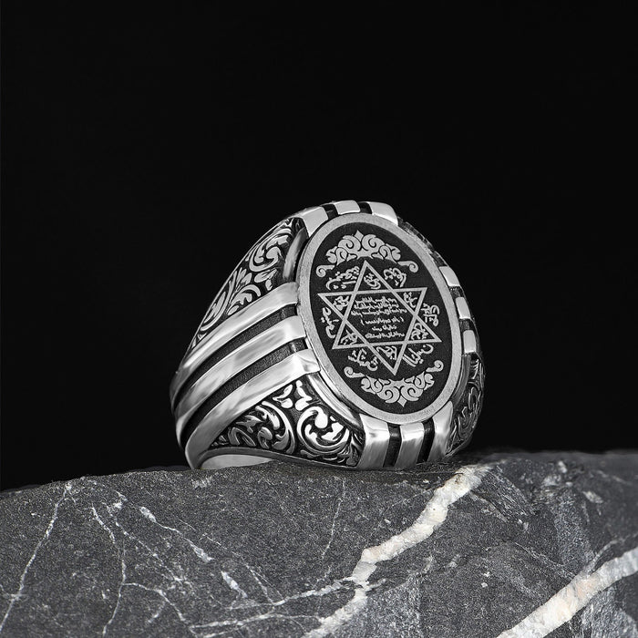 Tesbihevim | Men's Silver Men's Silver Ring with Seal of Solomon