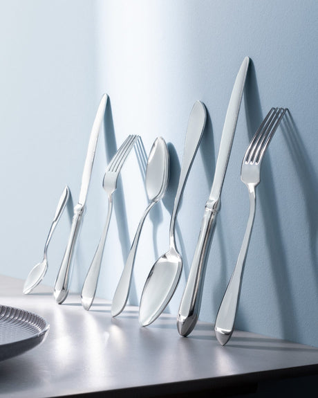 Stainless Steel 42-Piece Flatware Set - Elegant Silver Design