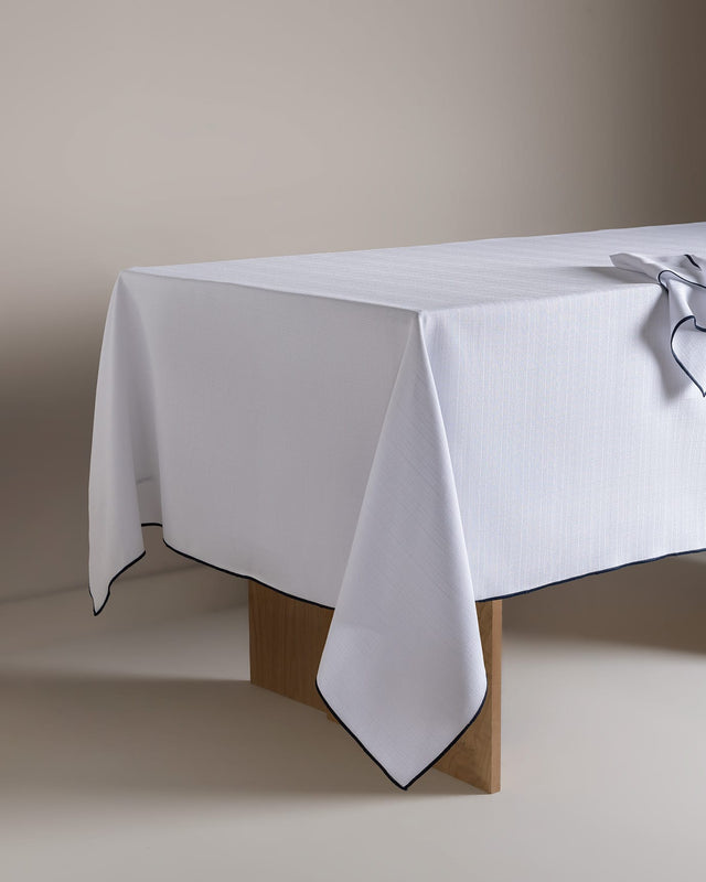 Nostang White and Navy Striped Tablecloth for Dining