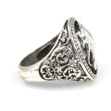 Sterling Silver Embossed Elephant Head Statement Ring