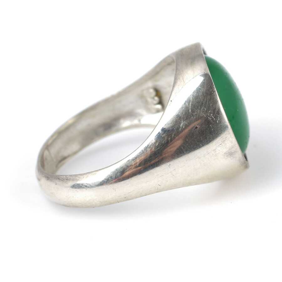 Premium Sterling Silver Green Gemstone Mens Ring