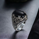 Tesbihevim | Men's Silver Ring with Onyx Stone