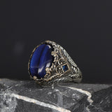 Tesbihevim | Men's Silver Ring with Tiger's Eye Stone