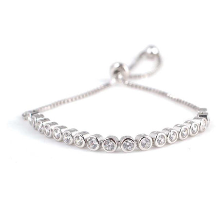 Sterling Silver Zirconia Tennis Bracelet - Adjustable Slider