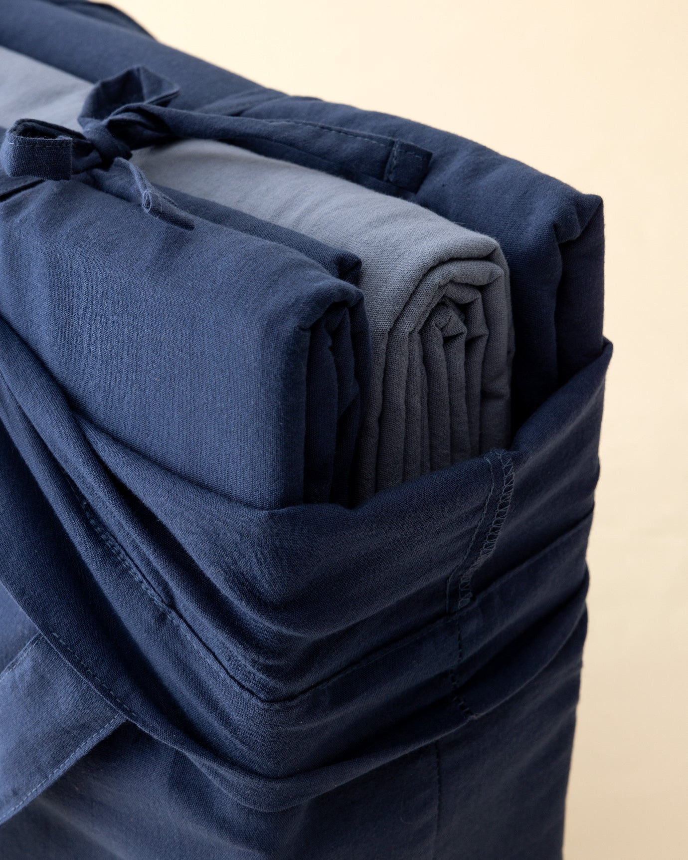 100% Cotton Single Duvet Cover Set - Washed Finish with Tie Details