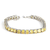 Sterling Silver Synthetic Citrine Round Line Bracelet - Elegant Style