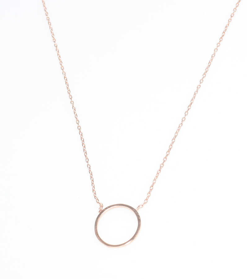 Sterling Silver Large Hoop Pendant Necklace - Modern Minimalist Style