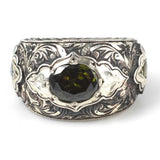 Anillo para hombre de plata de ley 925 con peridoto - Declaración artesanal
