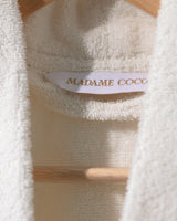 Unisex 100% Cotton Luxury Bathrobe - Soft Absorbent Terry Robe - Ecru & Black