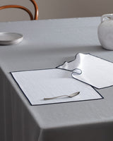 2-Piece Dining Placemat Set - White & Navy Blue Table Mats