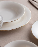 New Bone Porcelain 6-Person Dinnerware Set - White & Gold Design