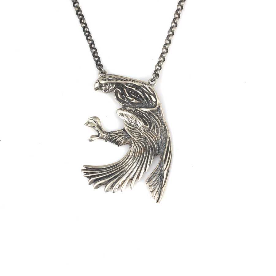 Sterling Silver Eagle Pendant Necklace - Majestic & Detailed Design