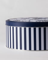 Decorative Metal Storage Box - Liana Blue & White Round Design