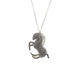 Sterling Silver Onyx Rearing Horse Necklace - Elegant Animal Pendant