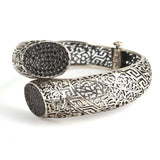 925 Sterling Silver Openwork Bracelet with Black Zircon