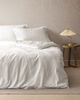 100% Cotton Sateen Double Duvet Cover Set - Striped Design