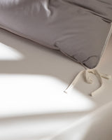 Washed Cotton Tie Closure King Size Duvet Cover Set - Grey & Blush