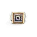 Men's 925 Sterling Silver Ring with Bold Square Zircon Stone