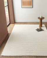 Ivory Trellis Geometric Area Rug - Modern Floor Carpet