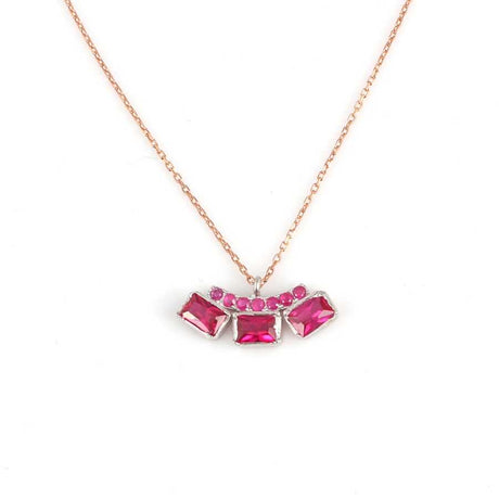 Premium Sterling Silver Three Stone Pendant Necklace