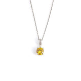 Professional 925 Sterling Silver Round Yellow Citrine Pendant Necklace