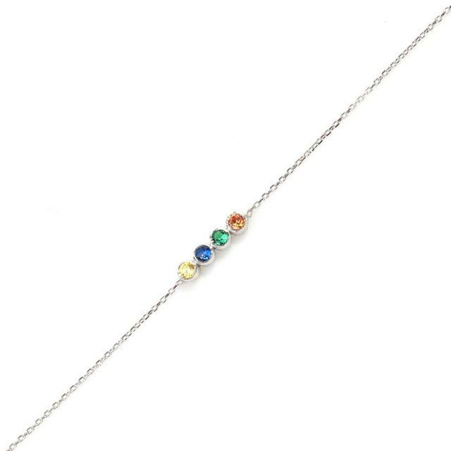 Sterling Silver Multi-Color Zircon 4-Row River Bracelet