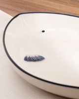 Nouvelle Assiette en Porcelaine Fine - Design Bleu Marine et Blanc