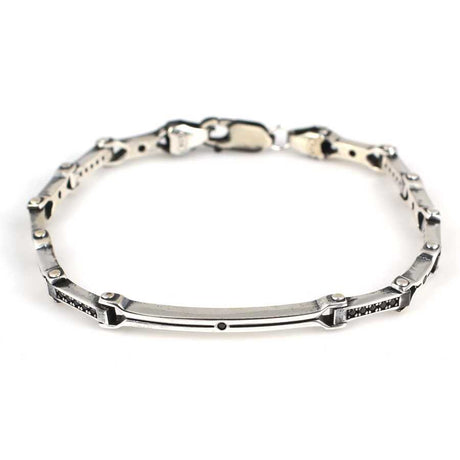 Premium 925 Sterling Silver Black Stone Cast Bracelet