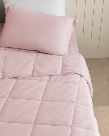 Soft Bamboo Single Bedding Set - Powder Pink