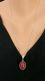 925 Sterling Silver Oval Agate Necklace - Timeless Gemstone Pendant