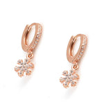 925 Sterling Silver Snowflake Hoop Earrings with Zirconia Stones