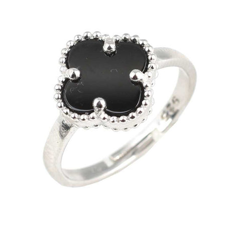 Premium 925 Sterling Silver Onyx Clover Ring