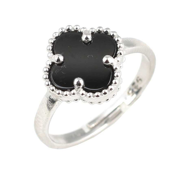 Premium 925 Sterling Silver Onyx Clover Ring