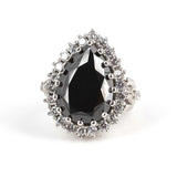 Premium 925 Sterling Silver Teardrop Onyx Antourage Ring