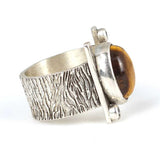 Premium Sterling Silver Tree Bark Tiger Eye Ring