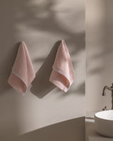 Crocheted 100% Cotton Hand Towel Set - 2 Pack, Pink and White