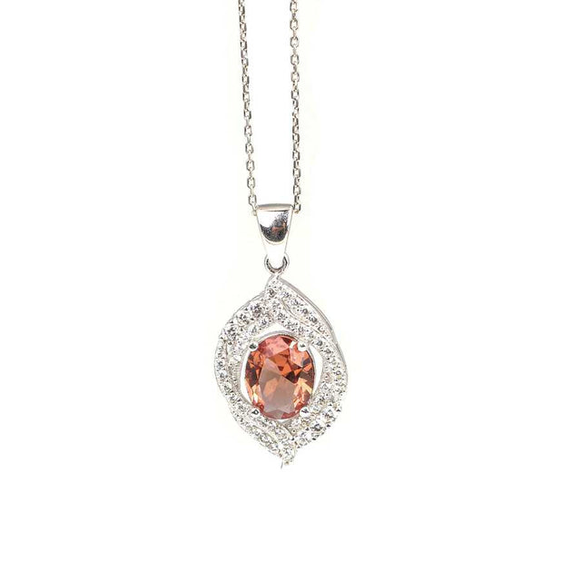 925 Sterling Silver Oval Zultanite & Zircon Spiral Pendant Necklace