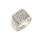 925 Sterling Silver Ring - Primitive Engraved Square Design