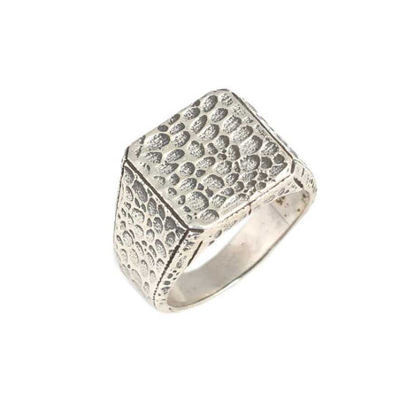 925 Sterling Silver Ring - Primitive Engraved Square Design