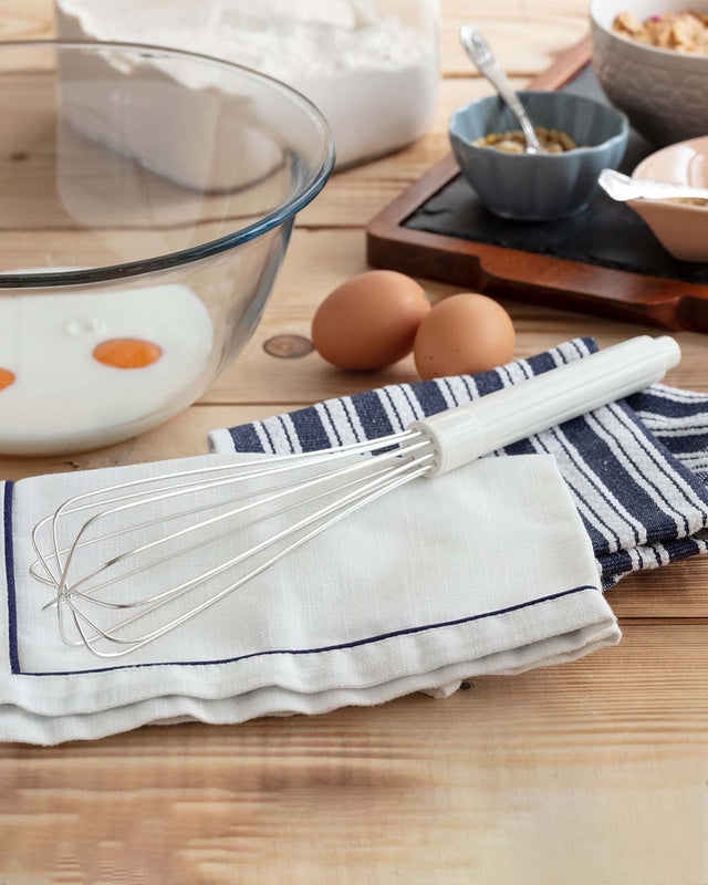 Soft Ecru Kitchen Whisk - 34 cm for Cooking & Baking